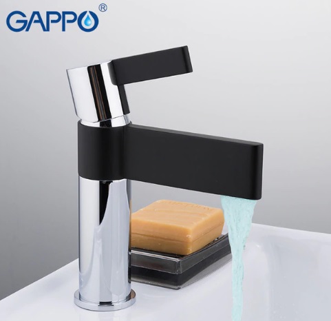 Смеситель Gappo Atlantic G1081 для раковины (чёрный-хром)