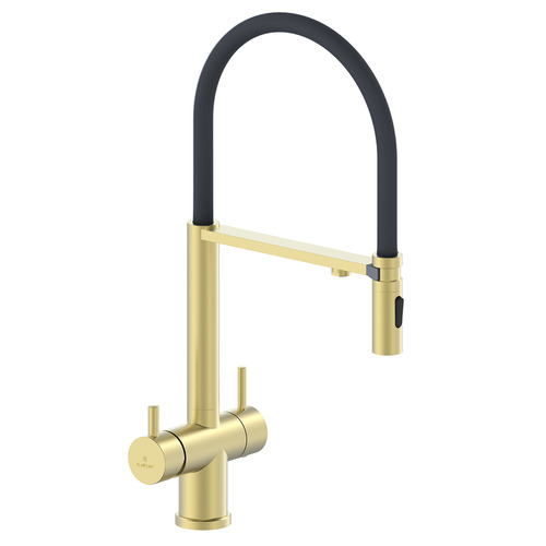 Смеситель для кухни с гибким изливом AltroBagno Flusso 050202 OrSp латунь матовое золото