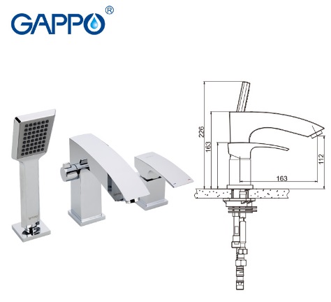 Смеситель на борт ванны Gappo Jacob G1107 на 3 отверстия