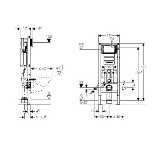 Инсталляция Geberit Duofix Sigma 111.361.00.5 UP320 для подвесного унитаза, H112