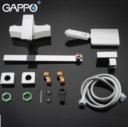 Смеситель Gappo Jacob G2207-7 для ванны с длинным изливом (белый-хром)