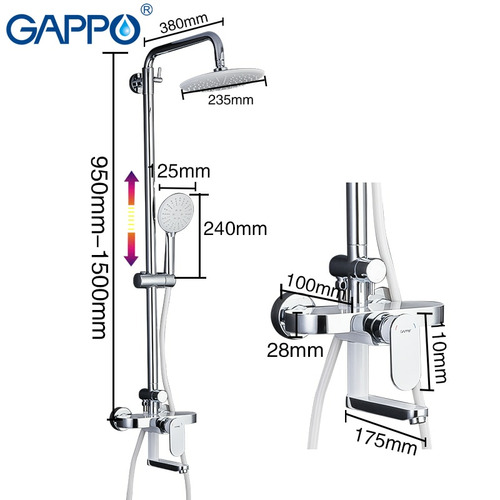 Душевая система Gappo Furai G2419-8 хром-белый
