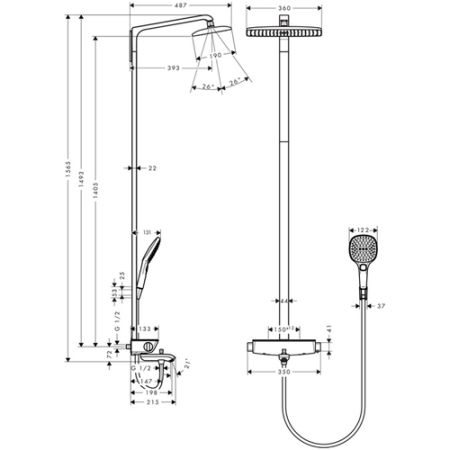 Душевая система Hansgrohe Raindance Select Showerpipe 360 27113000 с термостатом