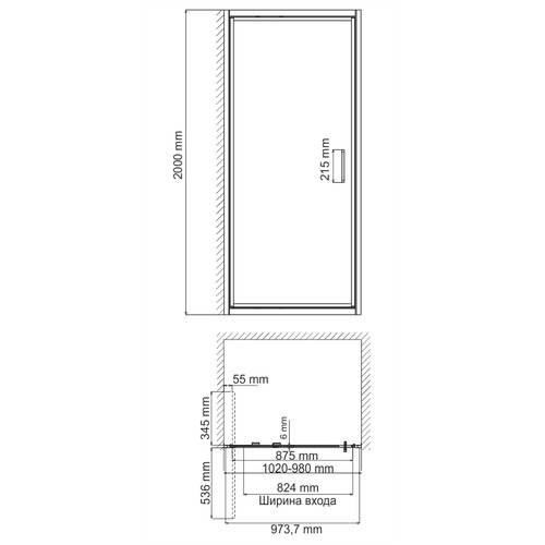 Душевая дверь Wasser Kraft Salm 27I12 100х200