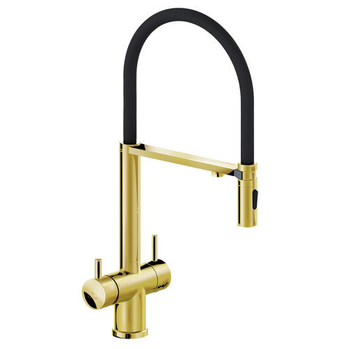 Смеситель для кухни с гибким изливом AltroBagno Flusso 050205 Or латунь золото
