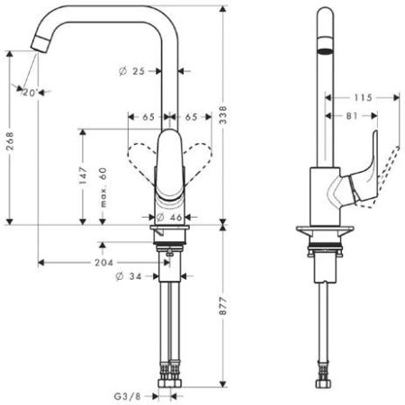 Смеситель Hansgrohe Focus 31820800 для кухни (сатин)