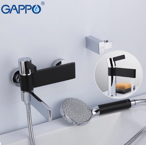 Смеситель Gappo Atlantic G3281 для ванны (чёрный-хром)