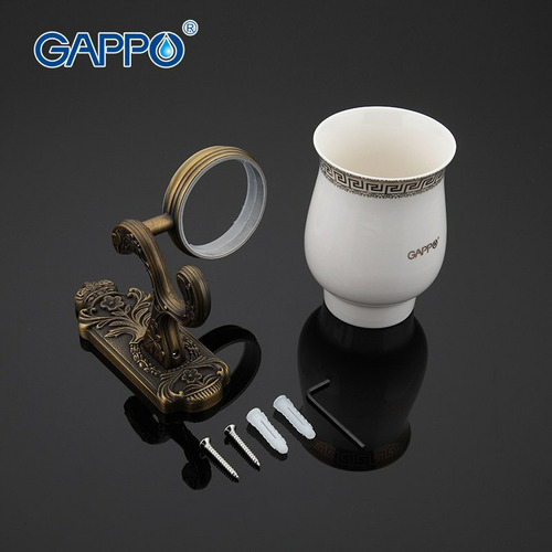 Стакан Gappo G3606 из керамики с держателем бронза