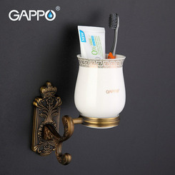 Стакан Gappo G3606 из керамики с держателем бронза