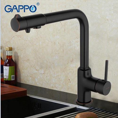 Смеситель для кухни Gappo G4390-10 с подключением к фильтру, чёрный
