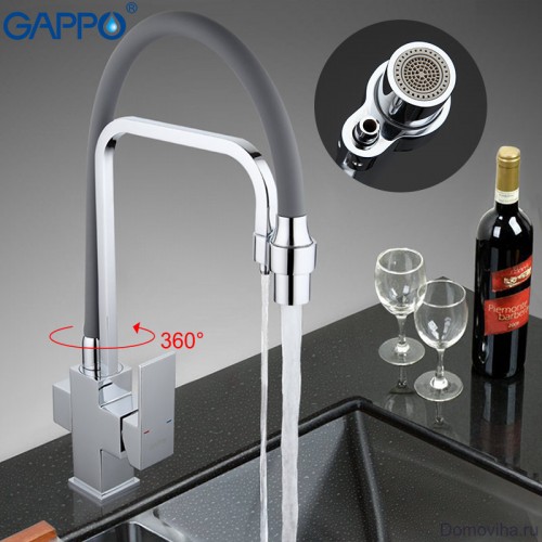 Смеситель для кухни Gappo G4398-4 с гибким изливом и фильтром