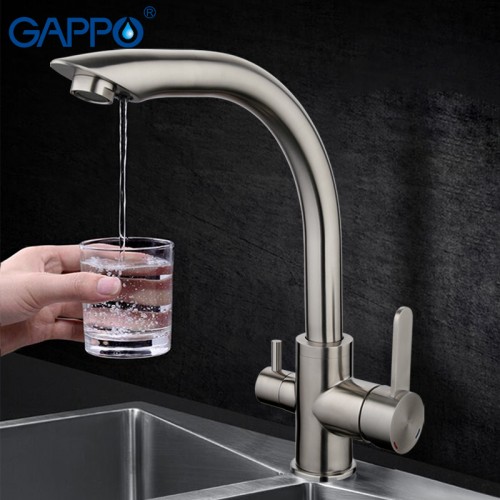 Смеситель для кухни Gappo G4399 с подключением к фильтру, сатин