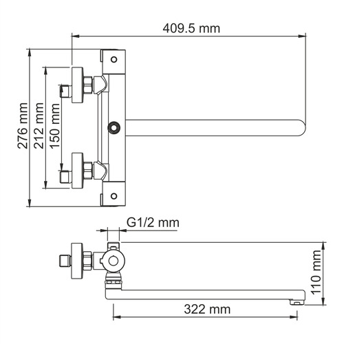 Термостатический смеситель Wasser Kraft Berkel 4822L Thermo для ванны с длинным изливом