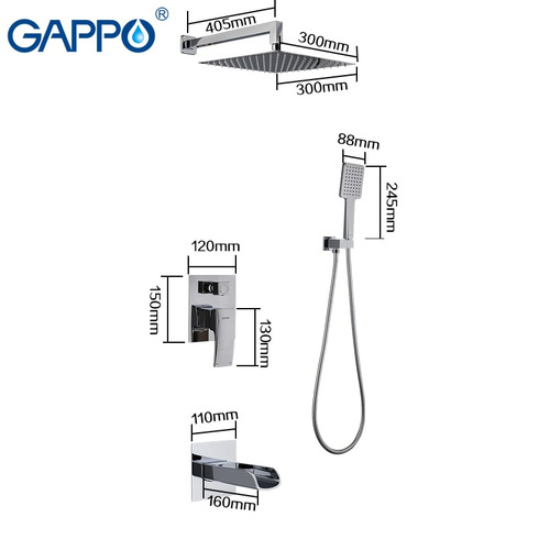 Встраиваемая душевая система Gappo G7107-20 с каскадным изливом