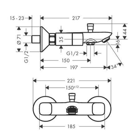 Смеситель Hansgrohe Logis 71243000 для ванны