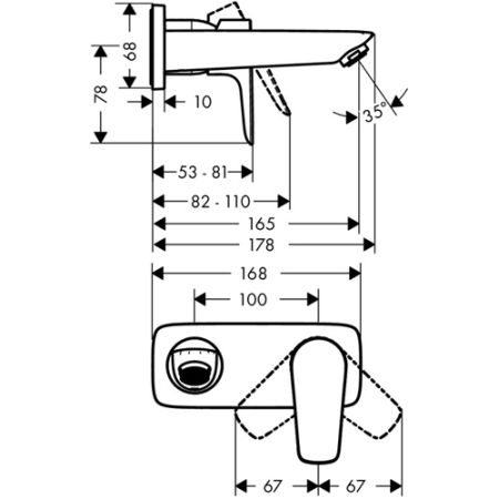 Смеситель Hansgrohe Talis E 71732000 для раковины настенный 