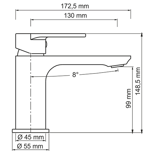 Смеситель Wasserkraft Elbe 7403 для раковины чёрный (покрытие Soft-touch)