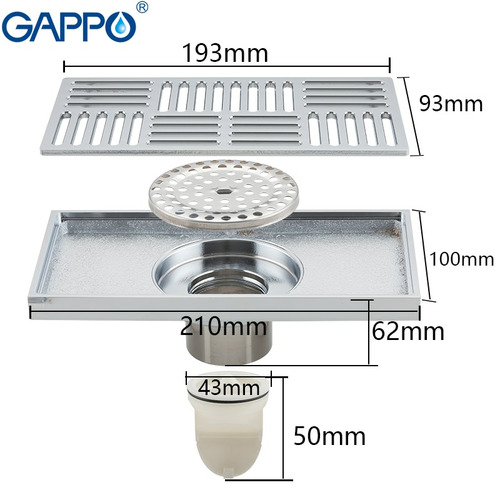 Душевой трап Gappo G82050 100х200 хром