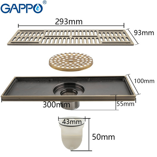Душевой трап Gappo G83001-4 100х300 бронза