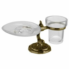 Стакан и мыльница настольные керамика Art&Max Art Barocco Crystal AM-1789-Br-C Бронза