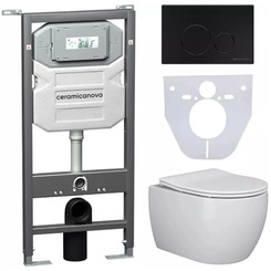 Инсталляция с унитазом комплект Ceramica Nova Play CN3001_1001B_1000 с сиденьем Микролифт и клавишей смыва черный матовый