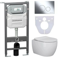 Инсталляция с унитазом комплект Ceramica Nova Play CN3001_1001CH_1000 с сиденьем Микролифт и клавишей смыва хром глянцевый
