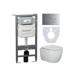 Инсталляция с унитазом комплект Ceramica Nova Play CN3001_1001M_1000 с сиденьем Микролифт и клавишей смыва хром матовый