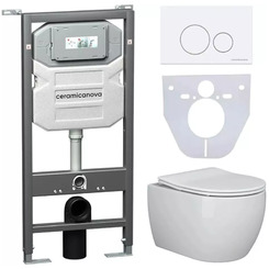 Инсталляция с унитазом комплект Ceramica Nova Play CN3001_1001W_1000 с сиденьем Микролифт и клавишей смыва, белый
