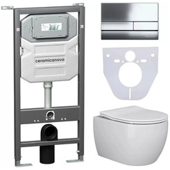 Инсталляция с унитазом комплект Ceramica Nova Play CN3001_1002CH_1000 с сиденьем Микролифт и клавишей смыва хром глянцевый