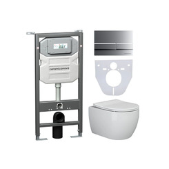 Инсталляция с унитазом комплект Ceramica Nova Play CN3001_1002M_1000 с сиденьем Микролифт и клавишей смыва хром матовый