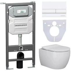 Инсталляция с унитазом комплект Ceramica Nova Play CN3001_1002W_1000 с сиденьем Микролифт и клавишей смыва белый глянцевый