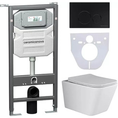 Инсталляция с унитазом комплект Ceramica Nova Metric CN3007_1001B_1000 с сиденьем Микролифт и клавишей смыва черный матовый
