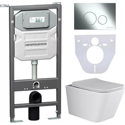 Инсталляция с унитазом комплект Ceramica Nova Metric CN3007_1001CH_1000 с сиденьем Микролифт и клавишей смыва хром глянцевый