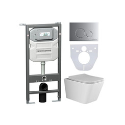 Инсталляция с унитазом комплект Ceramica Nova Metric CN3007_1001M_1000 с сиденьем Микролифт и клавишей смыва хром матовый