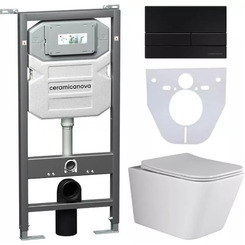 Инсталляция с унитазом комплект Ceramica Nova Metric CN3007_1002B_1000 с сиденьем Микролифт и клавишей смыва черный матовый