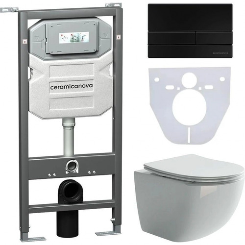 Инсталляция с унитазом комплект Ceramica Nova Forma CN3009_1002B_1000 с сиденьем Микролифт и клавишей смыва черный матовый