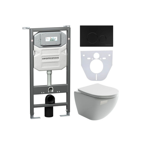 Инсталляция с унитазом комплект Ceramica Nova Metropol CN4002_1001B_1000 с сиденьем Микролифт и клавишей смыва черный матовый