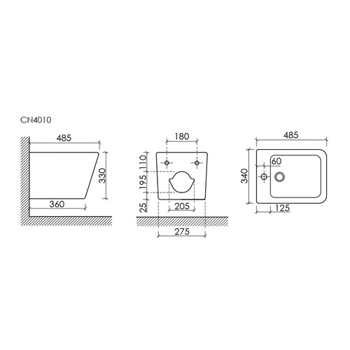 Биде подвесное Ceramica Nova Union CN4010MB 34,5х48,5 см, черный матовый