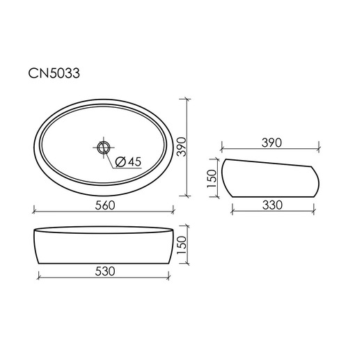 Раковина накладная Ceramica Nova Element CN5033 56х39 см, белый глянцевый