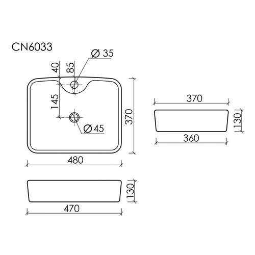 Раковина накладная Ceramica Nova Element CN6033 48х37 см, белый глянцевый
