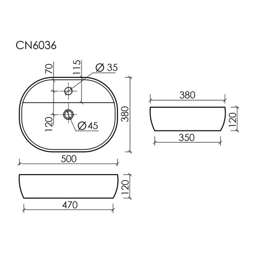 Раковина накладная Ceramica Nova Element CN6036 50з3 8 см, белый глянцевый
