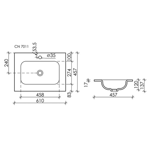 Раковина Ceramica Nova Grace CN7011MBwx встраиваемая сверху 61х45,7 см, черный матовый