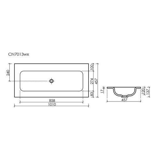 Раковина Ceramica Nova Grace CN7013MBwx встраиваемая сверху 101х45,7 см, черный матовый