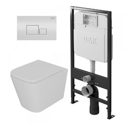 Комплект D&K DS1511602 - унитаз DT1516016, инсталляция DI8055119, клавиша смыва DB1519016