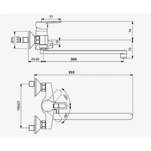 Смеситель для ванны D-Lin D146452-5 хром