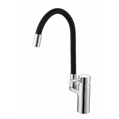 Смеситель для кухни D-Lin D157315-1 хром-черный латунный с силиконовым изливом