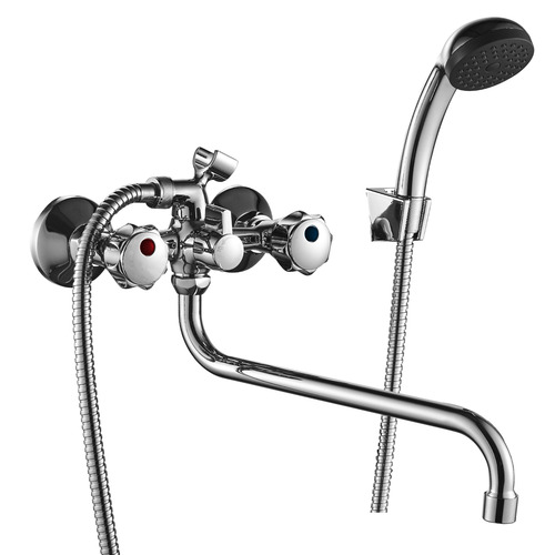 Смеситель Decoroom DR45045R для ванны двуручный с длинным изливом 300 мм