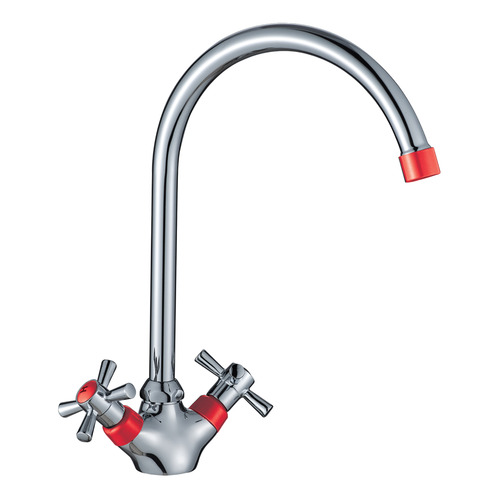 Смеситель Decoroom DR46028-Red для кухни двуручный с высоким поворотным изливом