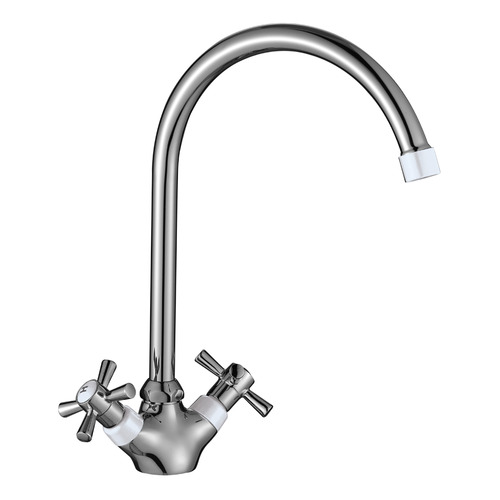 Смеситель Decoroom DR46028-White для кухни двуручный с высоким поворотным изливом