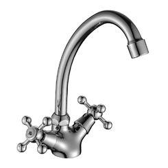 Смеситель Decoroom DR49028 для кухни двуручный с высоким поворотным изливом